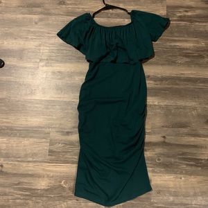 Off the shoulder ruched maternity dress
